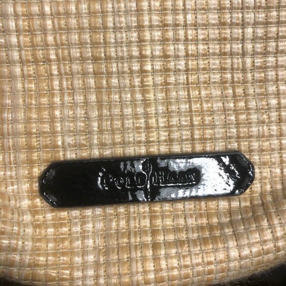 NWT-COLE HAAN STRAW/BLACK PATENT CROSS-BODY BAG - Picture 6 of 16